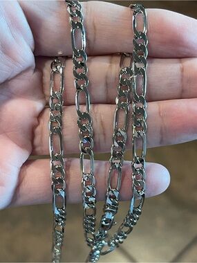 Solo Silver Plate Figaro Chain Necklace